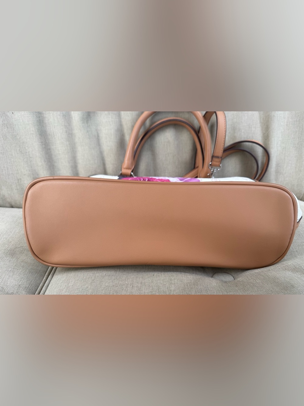 Giani Bernini Women's Signature White and Rose Dome Satchel - Picture 3 of 5